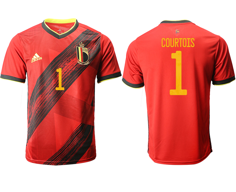 Men 2021 European Cup Belgium home aaa version red #1 Soccer Jersey